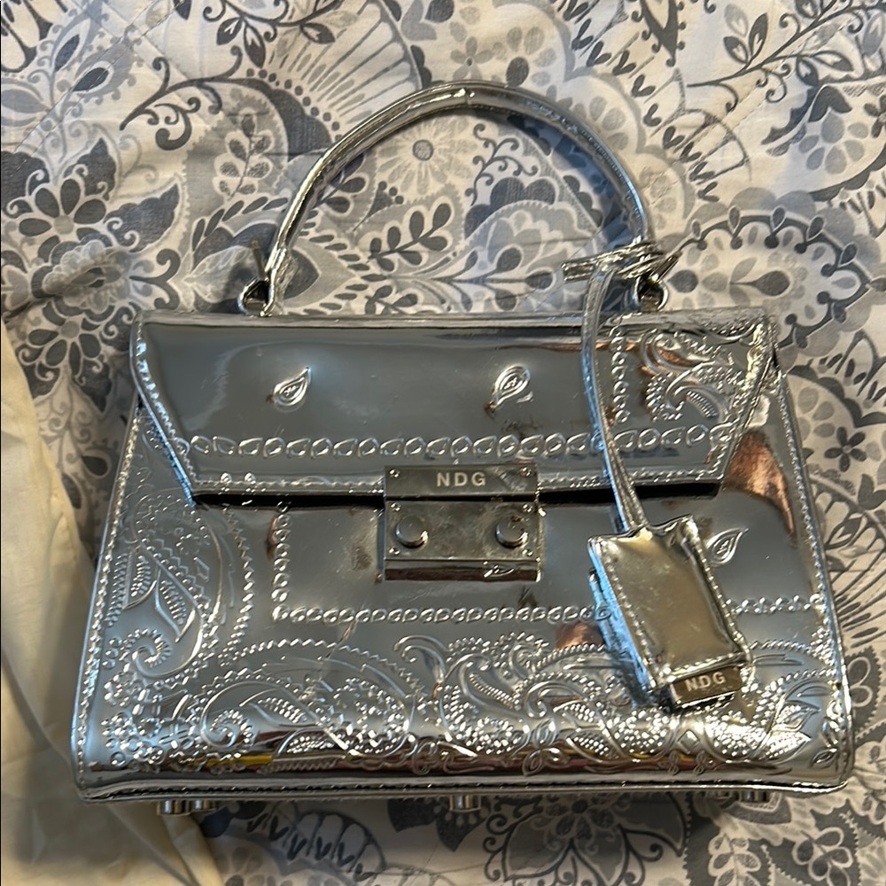 NDG Paris silver paisley bag